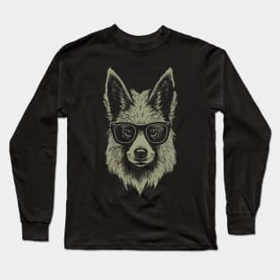 Cool Hipster Dog Wearing Glasses - Trendy Canine Art Long Sleeve T-Shirt